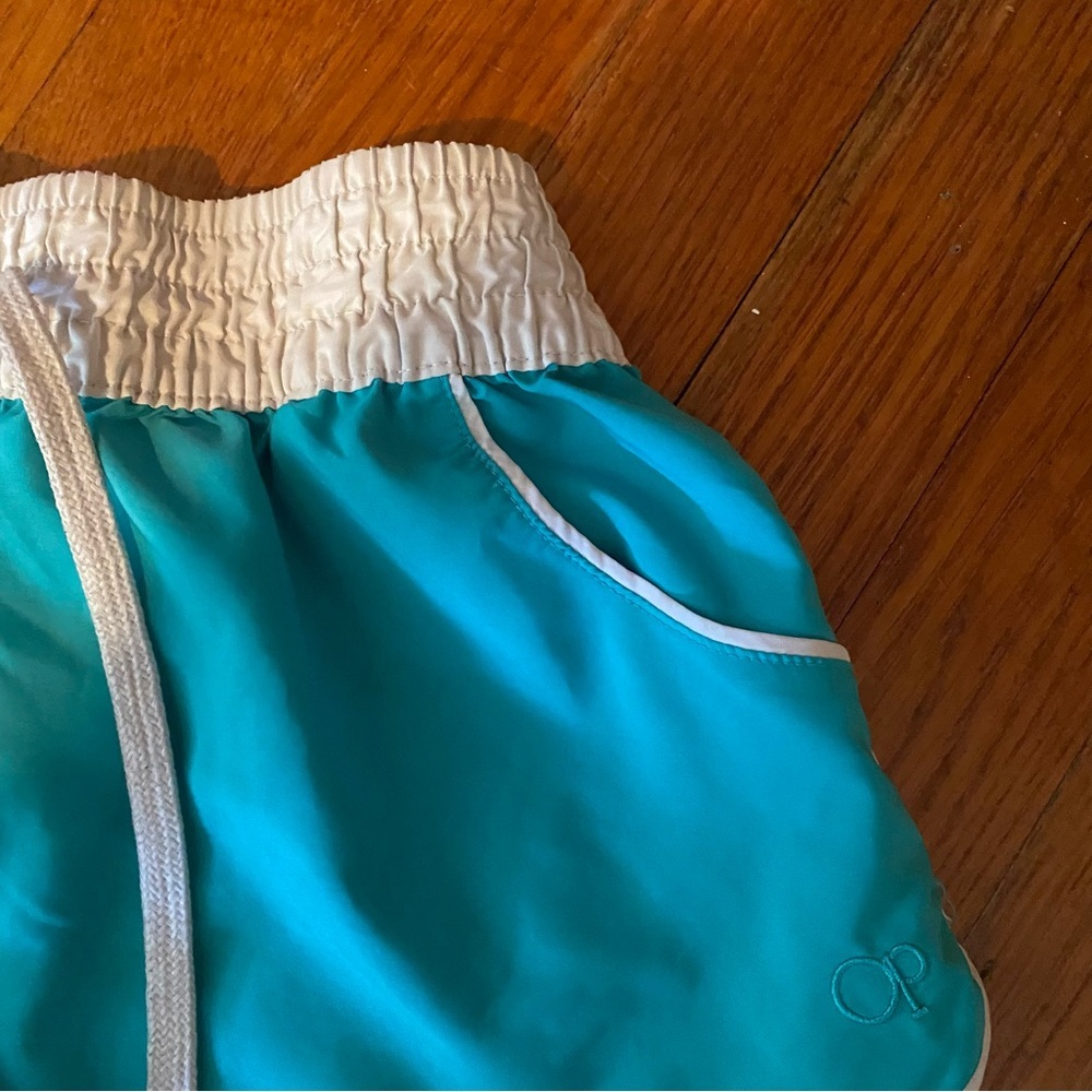 OP Women's/Kids Turquoise and White Athletic Shorts - Picture 3 of 7